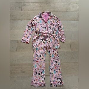 Nick & Nora Womens Sewing Pajama Set Size S Pink Cotton